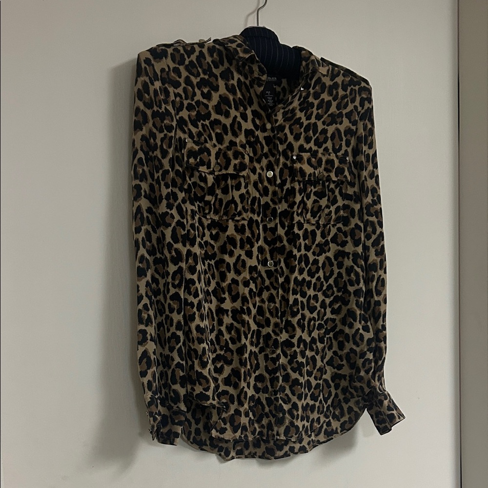 White House Black Market Leopard Print Blouse